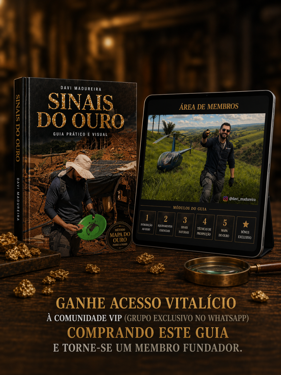 Mockup do Guia Sinais do Ouro